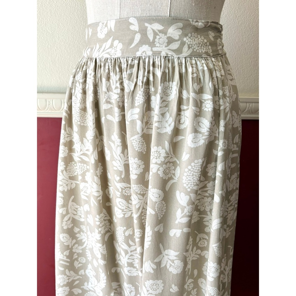 Gina Peters Vintage Floral Maxi Skirt Strapless Dress Beige White Rayon Medium - Picture 9 of 13